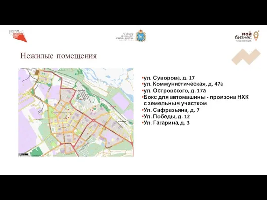 Нежилые помещения ул. Суворова, д. 17 ул. Коммунистическая, д. 47а ул. Островского,