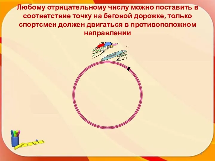 Любому отрицательному числу можно поставить в соответствие точку на беговой дорожке, только