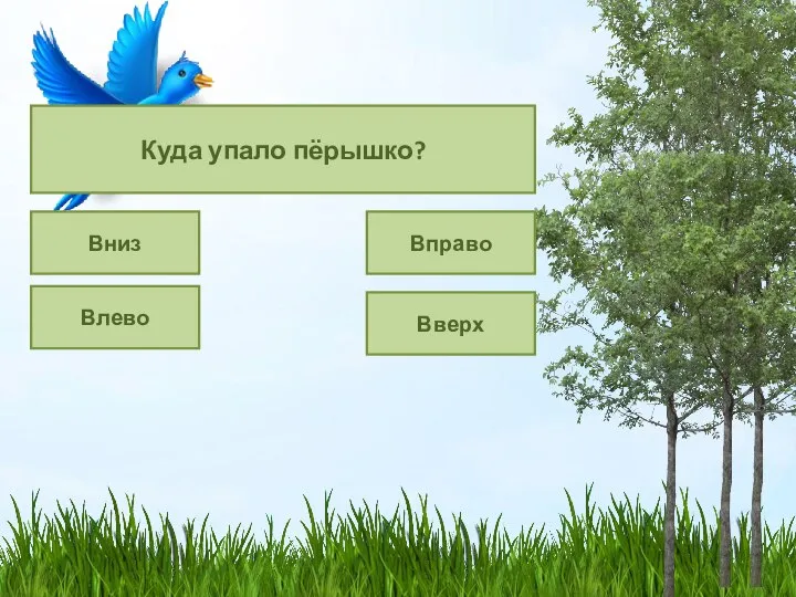 Куда упало пёрышко? Вверх Вниз Влево Вправо