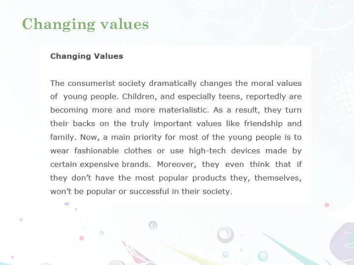 Changing values