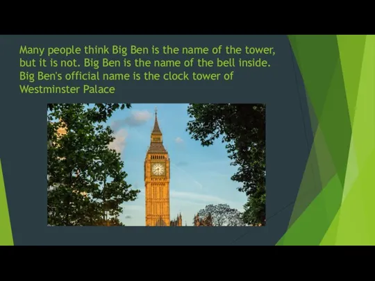 Many people think Big Ben is the name of the tower, but