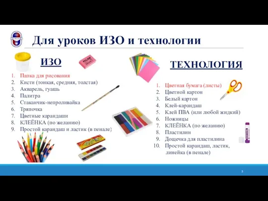 Для уроков ИЗО и технологии ИЗО Папка для рисования Кисти (тонкая, средняя,