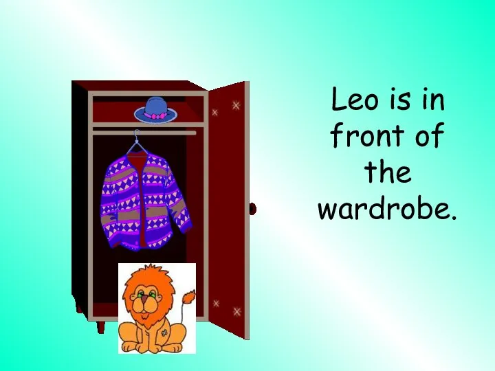 Leo is in front of the wardrobe.