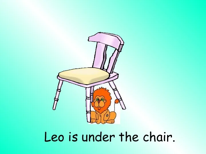 Leo is under the chair.