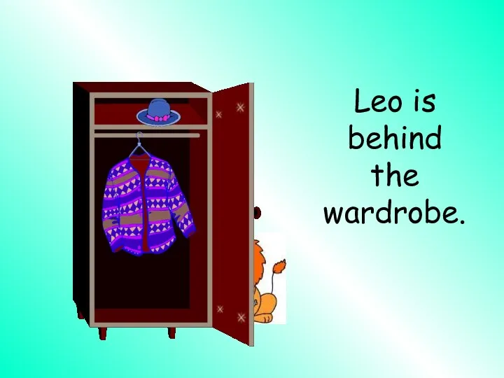 Leo is behind the wardrobe.