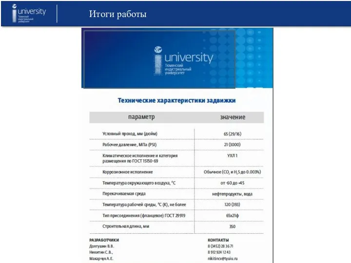 Итоги работы