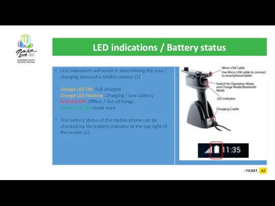 LED indications / Battery status