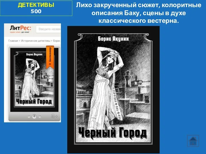 ДЕТЕКТИВЫ 500 Лихо закрученный сюжет, колоритные описания Баку, сцены в духе классического вестерна.