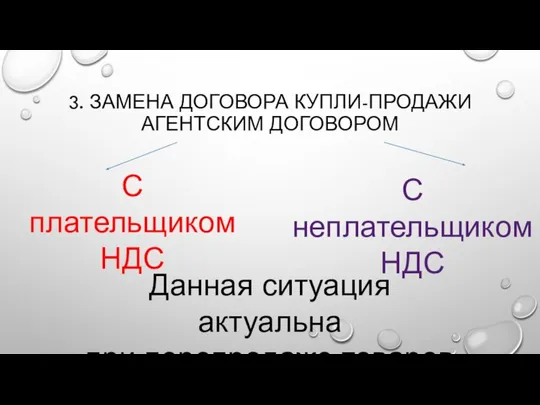 3. ЗАМЕНА ДОГОВОРА КУПЛИ-ПРОДАЖИ АГЕНТСКИМ ДОГОВОРОМ С плательщиком НДС С неплательщиком НДС