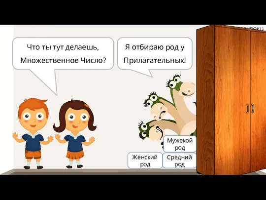 Что ты тут делаешь, Множественное Число? Я отбираю род у Прилагательных! Женский