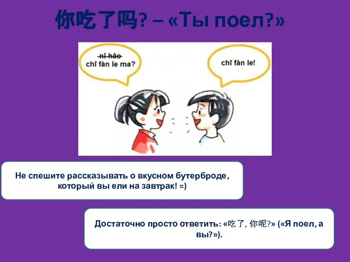 你吃了吗? – «Ты поел?»