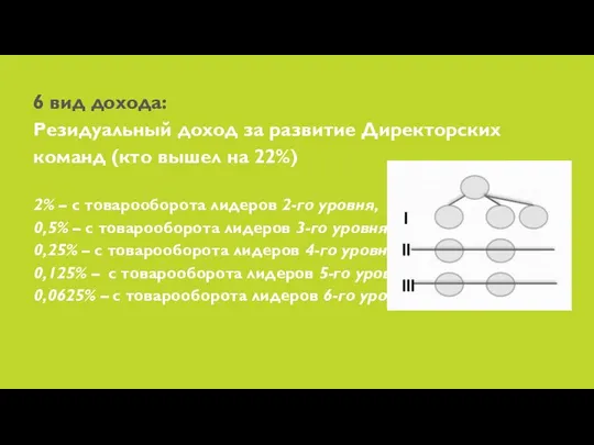 6 вид дохода: Резидуальный доход за развитие Директорских команд (кто вышел на