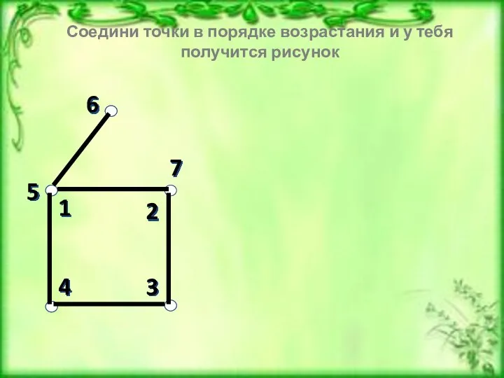 3 4 6 1 2 7 5 Соедини точки в порядке возрастания