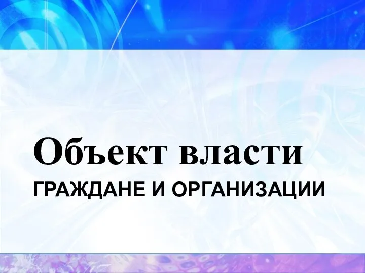 ГРАЖДАНЕ И ОРГАНИЗАЦИИ Объект власти