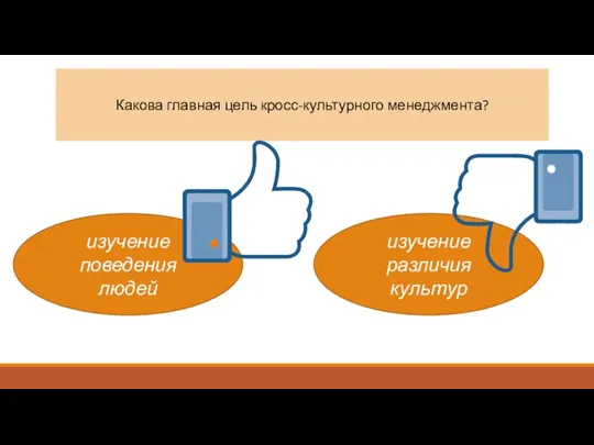 Какова главная цель кросс-культурного менеджмента? изучение поведения людей изучение различия культур