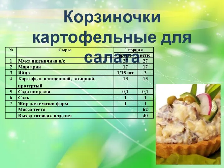 Корзиночки картофельные для салата