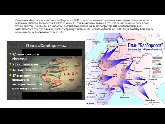 Операция «Барбаросса» (план «Барбаросса» 1941 г.) — план военного нападения и стремительного