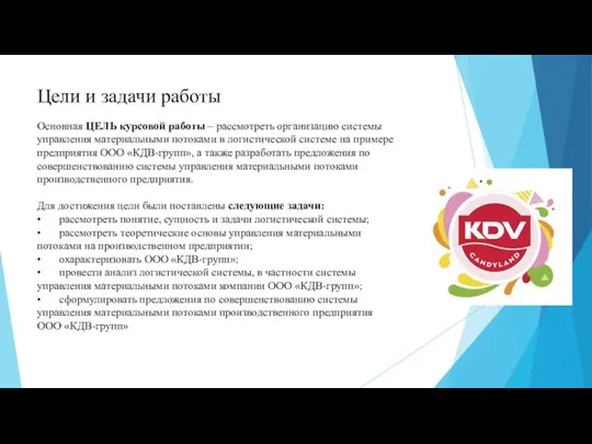 Цели и задачи работы Основная ЦЕЛЬ курсовой работы – рассмотреть организацию системы