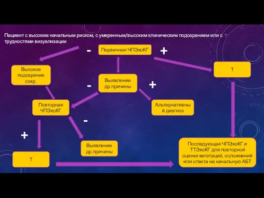 Последующая ЧПЭхоКГ и ТТЭхоКГ для повторной оценки вегетаций, осложнений или ответа на