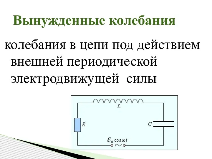 Вынужденные колебания колебания в цепи под действием внешней периодической электродвижущей силы