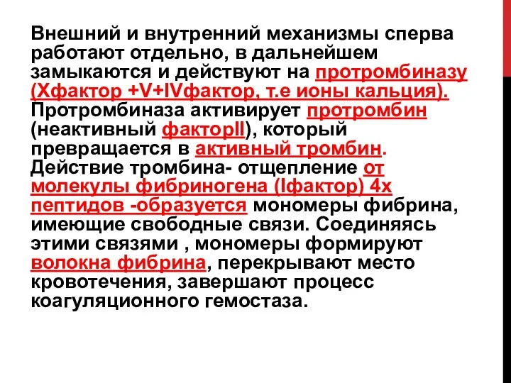 Внешний и внутренний механизмы сперва работают отдельно, в дальнейшем замыкаются и действуют