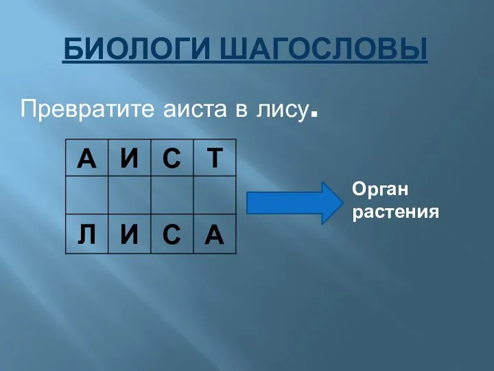 Превратите аиста в лису. Орган растения БИОЛОГИ ШАГОСЛОВЫ