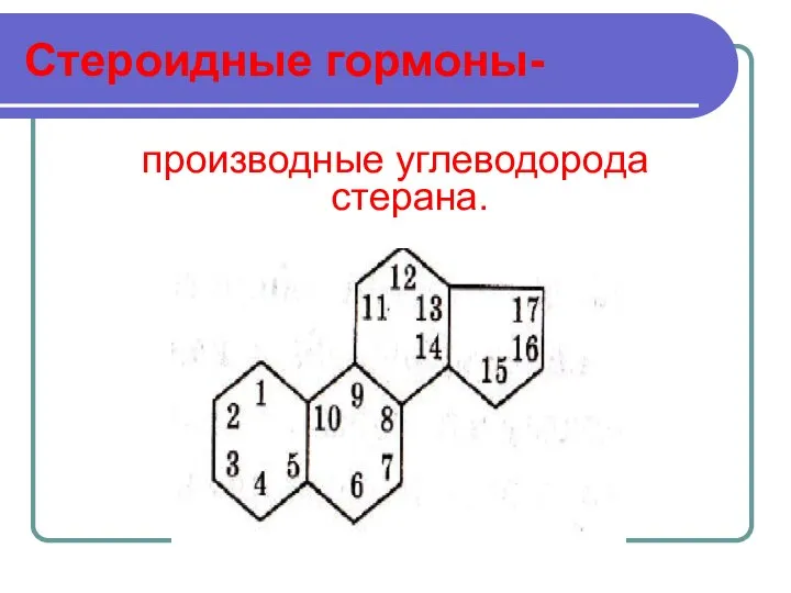 Стероидные гормоны- производные углеводорода стерана.