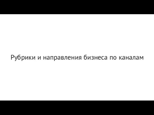 Рубрики и направления бизнеса по каналам