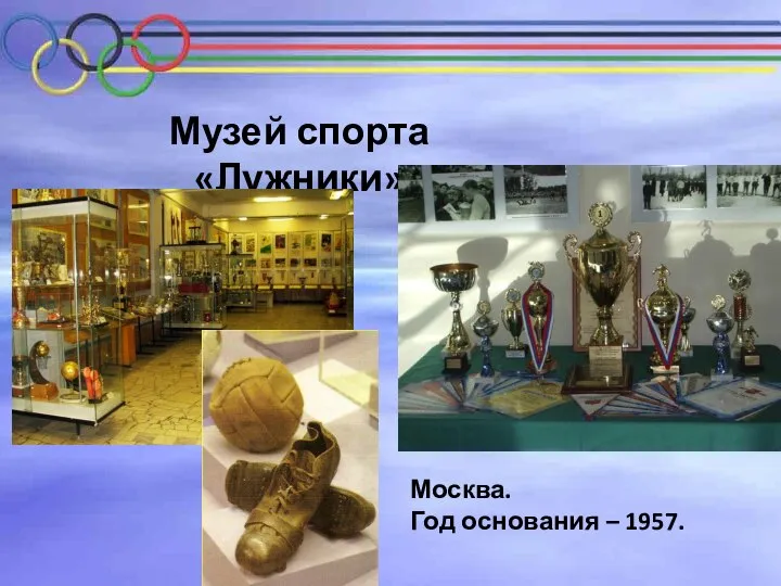 Музей спорта «Лужники» Москва. Год основания – 1957.