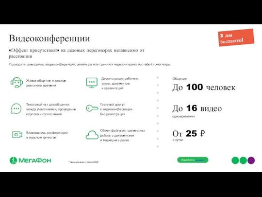 До 16 видео Видеоконференции «Эффект присутствия» на деловых переговорах независимо от расстояния