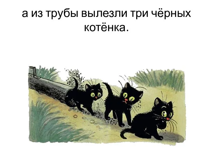 а из трубы вылезли три чёрных котёнка.