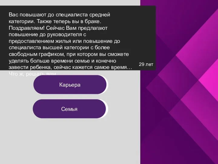 29 лет Вас повышают до специалиста средней категории. Также теперь вы в