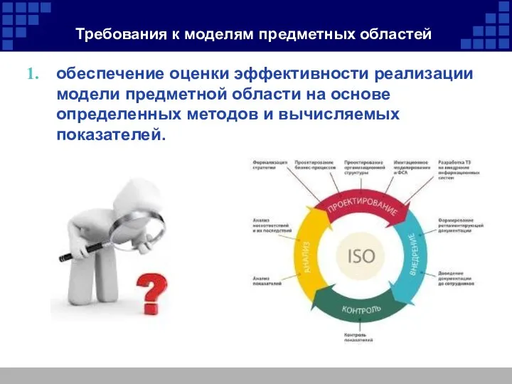 Требования к моделям предметных областей обеспечение оценки эффективности реализации модели предметной области