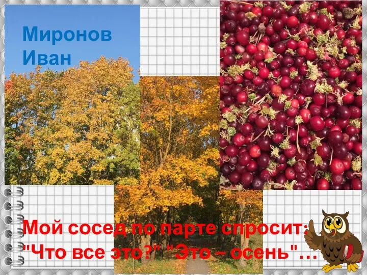 Миронов Иван Мой сосед по парте спросит: "Что все это?" "Это – осень"…