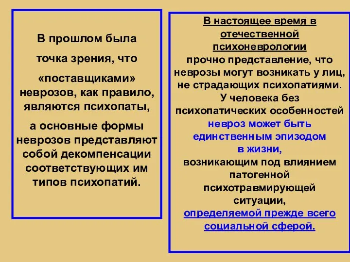 В прошлом была точка зрения, что «поставщиками» неврозов, как правило, являются психопаты,