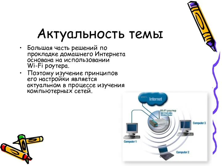 Актуальность темы Большая часть решений по прокладке домашнего Интернета основана на использовании