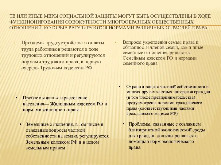 ТЕ ИЛИ ИНЫЕ МЕРЫ СОЦИАЛЬНОЙ ЗАЩИТЫ МОГУТ БЫТЬ ОСУЩЕСТВЛЕНЫ В ХОДЕ ФУНКЦИОНИРОВАНИЯ