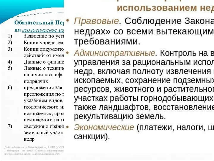 Обязательный Перечень документов для получения права (лицензии) на геологическое изучение Дыбов Александр