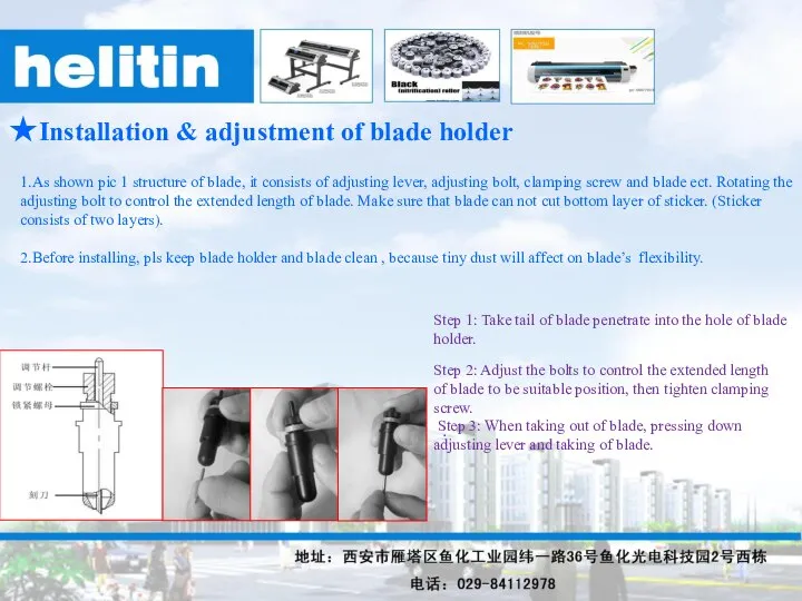 ★Installation & adjustment of blade holder 1.As shown pic 1 structure of