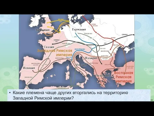 Какие племена чаще других вторгались на территорию Западной Римской империи?