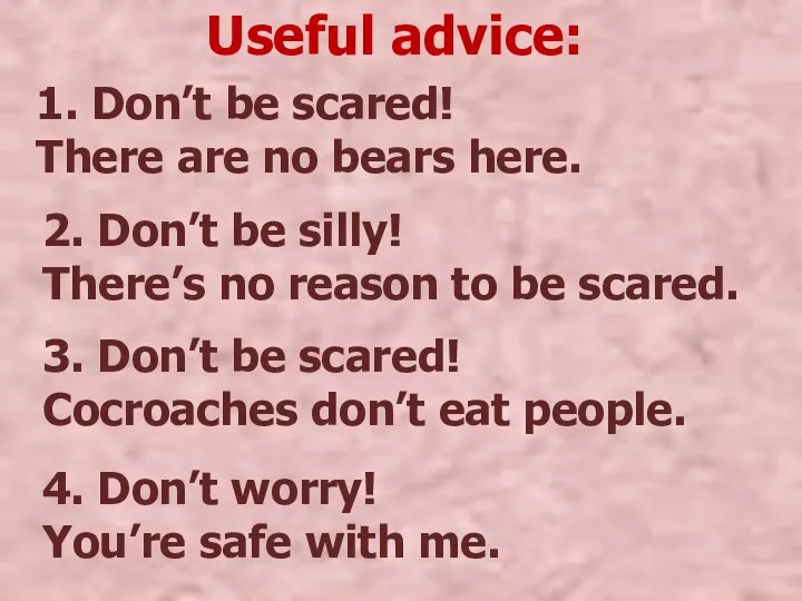 Useful advice: 1. Don’t be scared! There are no bears here. 2.