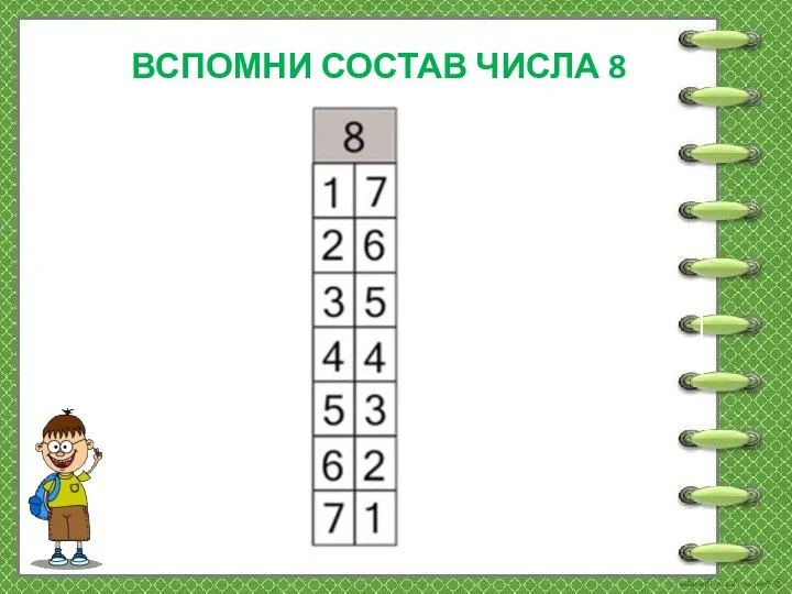 ВСПОМНИ СОСТАВ ЧИСЛА 8