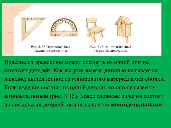 Изделие из древесины может состоять из одной или не­скольких деталей. Как вы