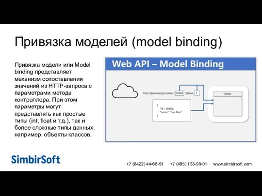 +7 (8422) 44-66-91 +7 (495) 133-90-01 www.simbirsoft.com Привязка моделей (model binding) Привязка