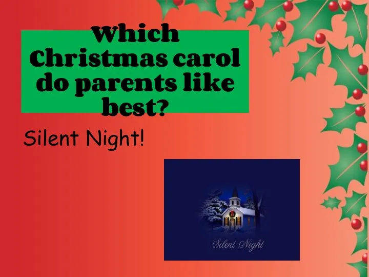 Which Christmas carol do parents like best? Silent Night!