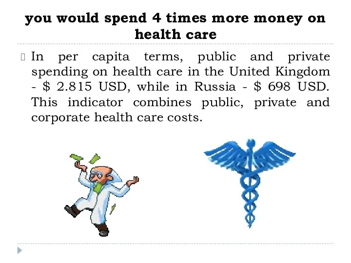 you would spend 4 times more money on health care In per