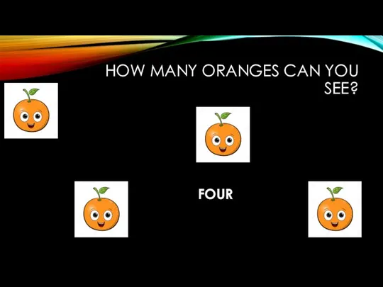 HOW MANY ORANGES CAN YOU SEE? нггрролллд FOUR