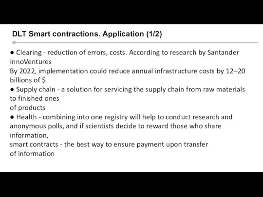 Silicon valley context DLT Smart contractions. Application (1/2) ● Clearing - reduction