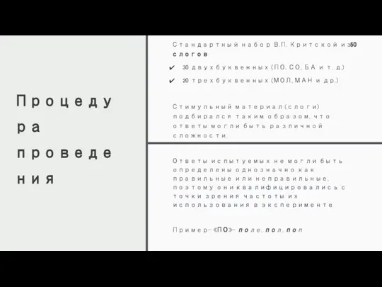 Стандартный набор В.П. Критской из 50 слогов 30 двухбуквенных (ПО, СО, БА