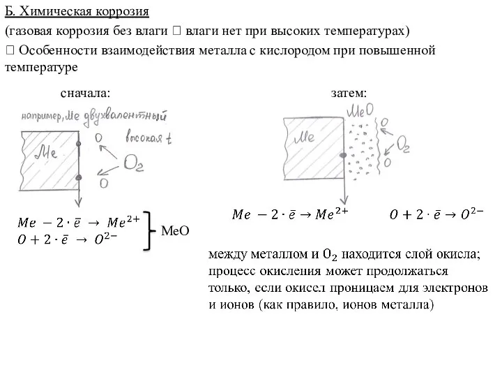 Б. Химическая коррозия (газовая коррозия без влаги ? влаги нет при высоких